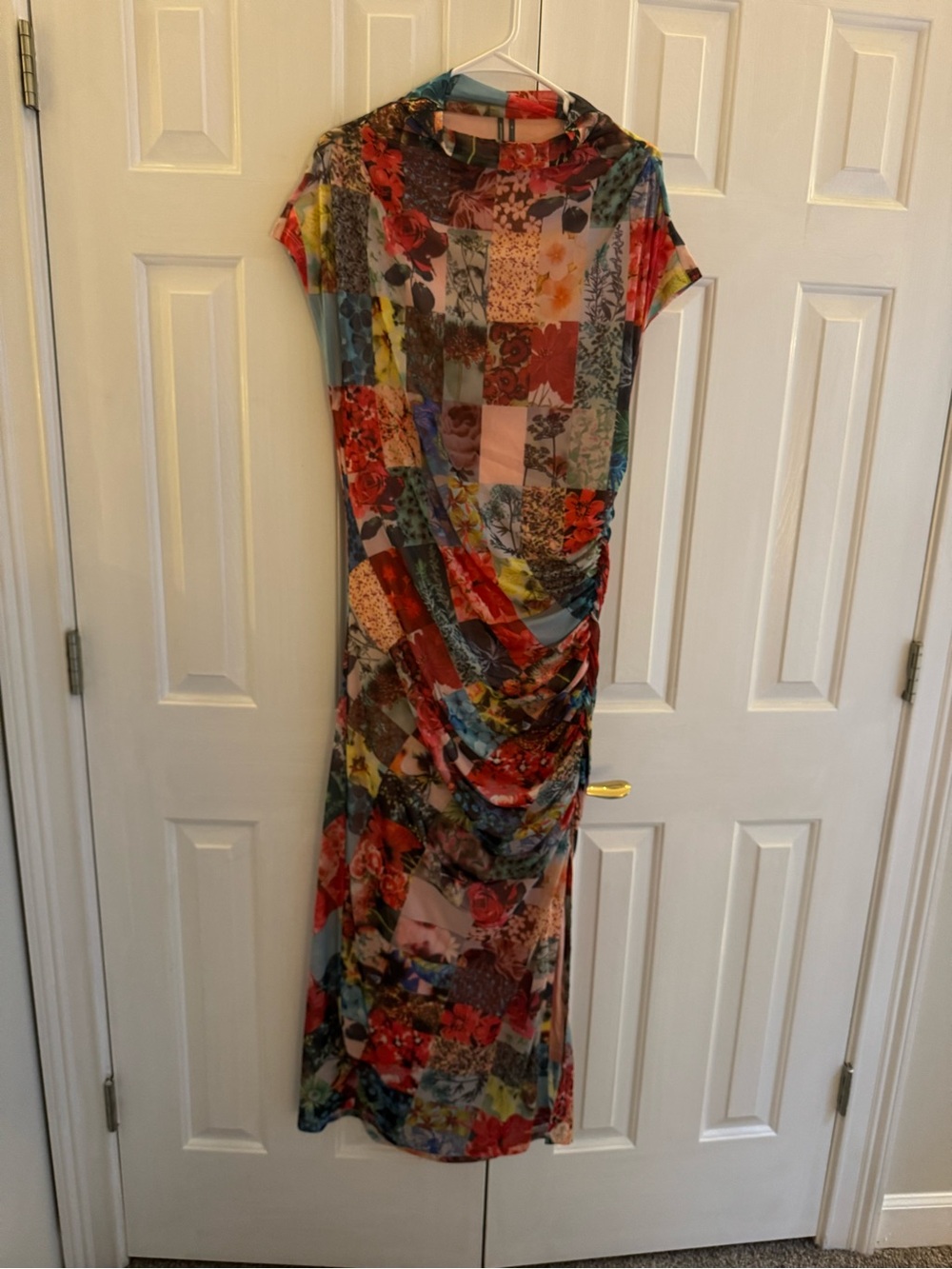 Anthropologie Patchwork Floral Maxi Dress in Red, Blue, Green, Pink, Yellow - Picture 4 of 4
